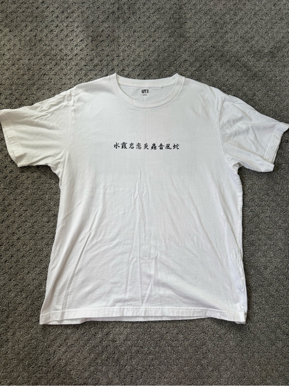 Uniqlo Anime White Short-Sleeve Crewneck Tee with Center Script